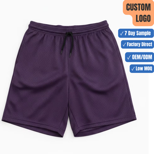 Shorts en maille de polyester vierges pour hommes, vente en gros, style streetwear décontracté d'été, shorts en maille épaisse à séchage rapide pour l'entraînement sportif - Product Image 1