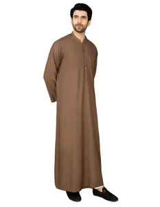 Ropa Islámica, Thobe de Manga Larga para Hombre, Jubba Árabe, Túnica Árabe, Ropa de Adoración Musulmana para Hombre, Terciopelo Lavado, Qatar - Product Image 1