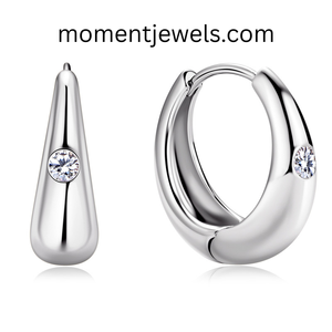 Boucles d'oreilles créoles tendance en argent sterling 925 avec moissanite pour femme, taille brillant rond, bijoux de mariage - Product Image 3