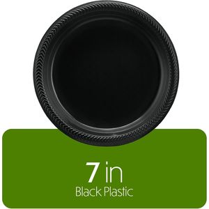 100 Piatti Monouso in Plastica Nera Leggera da 7 Pollici per Cena, Dessert e Antipasti - Stoviglie per Feste - Product Image 4