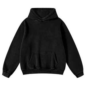 Sweat-shirt à capuche noir pour femme, coupe classique, en coton tricoté, couleur unie, pour l'automne, avec poches, style respirant - Product Image 1