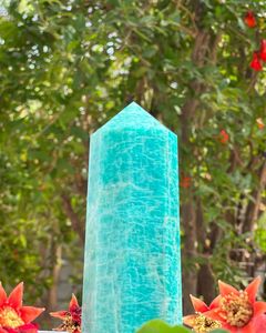 Torre de Amazonita de Alta Calidad, Piedra Preciosa Natural Tallada, Amuleto de Amor Feng Shui, Obelisco de Cristal Pulido, Figura Decorativa para el Hogar - Product Image 4