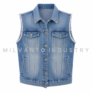 Gilet en jean personnalisé pour homme |   Veste en jean sans manches 100% coton pour l'été |   Gilet de mode streetwear décontracté vintage avec poches utilitaires - Product Image 5