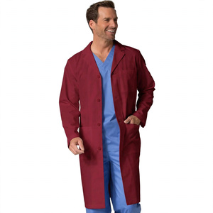 Bata de Laboratorio de Manga Larga Color Granate para Hombre, Uniforme de Hospital de Algodón y Poliéster para Médicos, Enfermeras y Farmacéuticos - Product Image 1