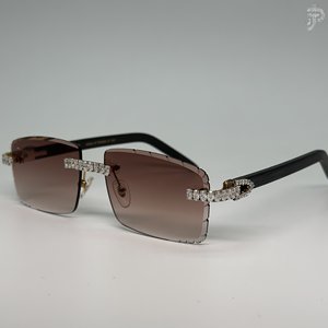 Gafas de Sol Ovaladas con Baño de Rodio y Degradado, con Detalles de Diamantes Moissanite VVS, Hechas a Mano, Estilo Hip Hop, de Lujo - Product Image 3