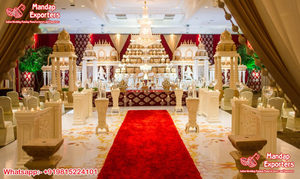Noche DE BODA romántica Bollywood Mandap Set Gran boda Bollywood Mandap Decoración Tradicional Jodha Akbar Tema Boda Mandap - Product Image 5