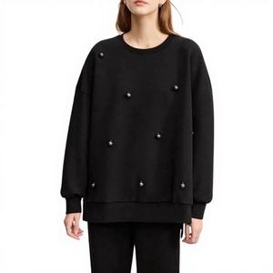 Sweat-shirts noirs pour femmes, col rond, manches longues, coupe décontractée, qualité export, vente en gros directe du fabricant - Product Image 1