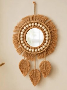 Espejo de Pared Estilo Boho - Decoración Redonda de Ratán - Espejo Decorativo Colgante - Regalo para Dormitorio o Sala de Estar - Product Image 1