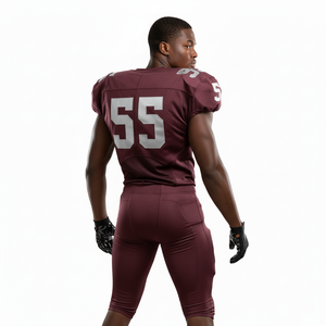 <b>Top</b> Quality Men's Solid <b>Maroon</b> Color American Football Uniform Custom Design Short Sleeves 100%polyester Fabric Football Uniform - Product Image 6