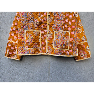 High Quality Vintage Floral Quilted Cotton Jacket Handmade Kantha Style Women <b>Coat</b> Brown Patchwork Outerwear gift for her - Product Image 5