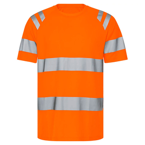 เสื้อยืดนิรภัยแบบมองเห็นได้ชัดเจน สีส้ม แถบสะท้อนแสง แขนสั้น ชุดทำงาน - Product Image 2
