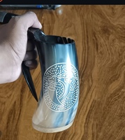 Mug en corne de buffle artisanal HASAN CRAFT avec poignée, design moderne, vaisselle pour adultes, écologique, pour usage domestique, provenant de l'Uttar Pradesh