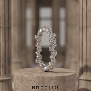 แหวนเพชรทรงกลม 14K ทองคำแท้ ฝังเพชรแล็บโกรว์ ดีไซน์แบบ Eternity วงเต็ม หรูหรา ทันสมัย สำหรับผู้หญิง - Product Image 1