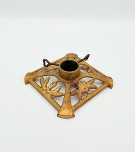 Support de sapin de Noël vintage doré, style années 1950, support de sapin rétro, décoration de Noël dorée, base de sapin en fer doré - Product Image 6