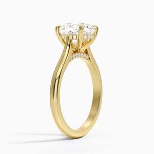Anillo de compromiso de moissanita de 2 quilates con corte cojín, solitario nupcial con engaste decorativo - Product Image 2
