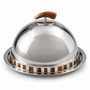 Plateau de service en acier inoxydable de luxe moderne à trois niveaux, dôme à chocolat argenté pour restaurants et événements - Tailles et couleurs personnalisées - Product Image 2