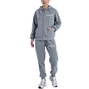 Ensemble de survêtement deux pièces zippé en molleton épais personnalisé pour femme, coupe ample et oversize, grandes tailles - Product Image 1