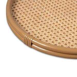 Plateau rond de luxe en rotin avec insert en cannage, plateau de service en osier avec double anneau de support pour présentation hôtelière - Product Image 2