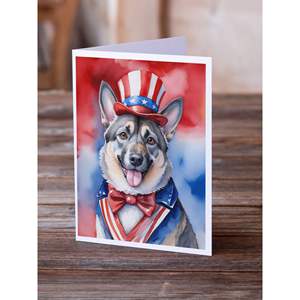 Norwegian Elkhound Patriotic American Whimsical A7 Tarjetas de notas en blanco Pack 8 con sobres Tarjetas de felicitación de tamaño 5x7 - Product Image 2