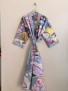 Bata kimono larga de algodón transpirable para mujer - Product Image 3