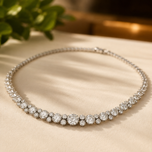 Collier tennis élégant en moissanite, taille brillant rond, serti à griffes, classique, pour femme, idéal pour mariage - Product Image 1