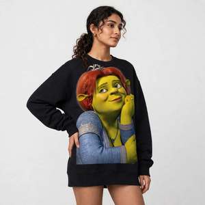 เสื้อสเวตเชิ้ตผ้าเจอร์ซีย์คอกลมสีดำพิมพ์ลายตัวอักษร Fiona สไตล์ลำลองทรงโอเวอร์ไซส์ น้ำหนักเบา สำหรับผู้หญิงไซส์พลัส ผ้าฝ้าย ใส่ได้ในฤดูร้อน - Product Image 2