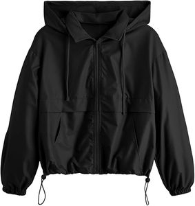Women's Zip Up Lightweight Windbreaker <b>Jacket</b> Sport Casual Workout Hoodie Outerwear <b>with</b> <b>Pockets</b> Rainy Day Outfits - Product Image 1