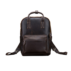 Sac à dos en cuir véritable pour homme, fermeture à boucle, léger, résistant à l'eau, sac pour ordinateur portable d'extérieur - Product Image 1