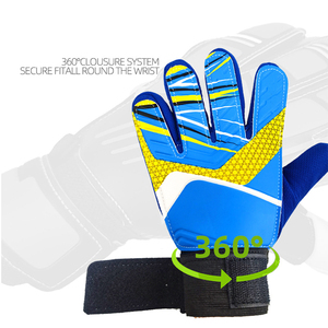 Gants de gardien de but de football antidérapants de haute qualité, en PU, à doigts complets, unisexes, beige, bleu, noir, avec manchette - Product Image 3