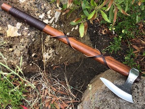 Custom Handmade Damascus Steel Blade <b>Wood</b> Handle <b>Axe</b> With Leather Sheath Outdoor <b>Axe</b> - Product Image 3