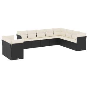 Conjunto de Sofá de Jardín de Ratán PE Negro con Patas Ajustables Grandes, Muebles de Exterior Cómodos y Elegantes - Product Image 2
