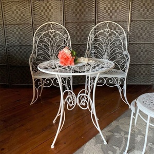 Heavy Duty Wrought Iron European Design 2-Seater Patio Dining Set Weather Resistant Outdoor <b>Garden</b> Furniture <b>Table</b> and Chairs - Product Image 2