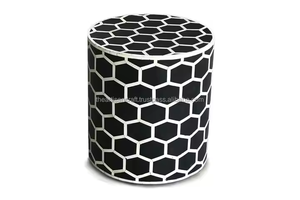 Mesa decorativa con incrustaciones de hueso hechas a mano, mesa redonda de diseño rayado con color personalizado de alta calidad de ARTISAN CRAFT - Product Image 5