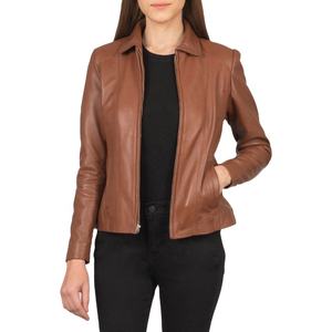 Chaqueta de Cuero Genuino de Diseño Premium para Mujer, Estilo Casual con Cierre, Chaquetas de Cuero para Mujer, Nueva Llegada - Product Image 3