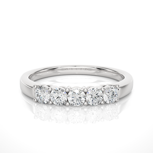Bague en diamant taille ronde 0,51 carat, bague en diamant naturel avec 5 pierres de diamant, bijoux fins en diamant d'Inde - Product Image 3
