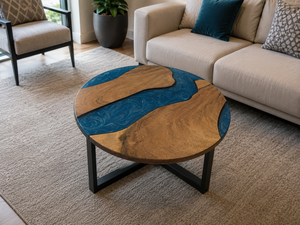 Custom Made Modern Eco-Friendly <b>Epoxy</b> Resin <b>Coffee</b> <b>Table</b> Round River <b>Table</b> for Interior Decoration - Product Image 1