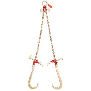 Catena di traino G80 zincata certificata DOT 5/16FT X 3FT con ganci a cluster RTJ e catena a V con limite di carico di esercizio di 9620 libbre - Product Image 1