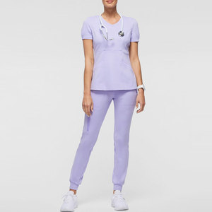 Professional Medical Clothing <b>Short</b> Sleeve Healthcare Top Elastic Waist <b>Trousers</b> Nursing Wear <b>Women</b> Scrub Uniform 100% Cotton - Product Image 1