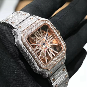 Orologio di Lusso Moissanite con Diamanti per Uomo, Stile Hip Hop, Vetro Zaffiro, Movimento al Quarzo Ronda, Impermeabile, con Diamanti Incastonati a Mano - Product Image 2