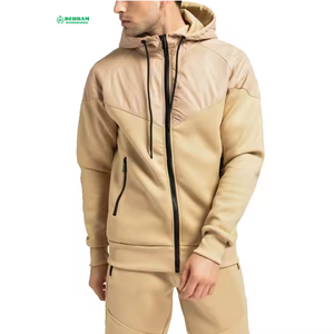 Wholesale High Quality Winter <b>Running</b> Set Men Zipper <b>Hoodie</b> 2 1 Solid Breathable Sports Workout Regular Fit - Product Image 4