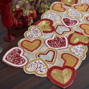 Chemin de table brodé à la main avec perles, sets de table floraux, linge de table personnalisé pour la maison, les mariages, les hôtels, les banquets - Product Image 1