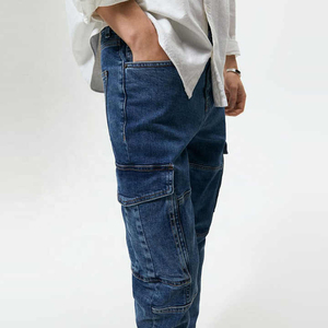 Jeans de Mezclilla Cargo para Hombre, Corte Slim Fit, Peso Medio, Algodón Lavado, Estilo Casual, Azul Sólido - Product Image 6