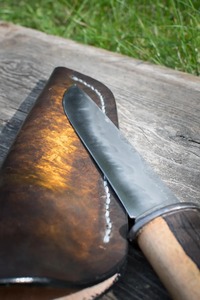 Couteau à lame pointue avec manche en bois, lame en acier au carbone, couteau de chasse à bord droit, couverts de survie en plein air - Product Image 3