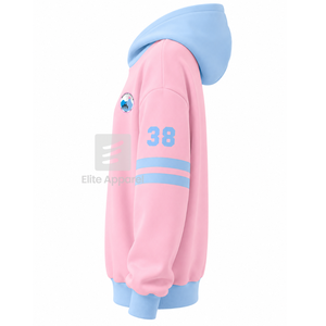 Sudadera personalizada Jack and Jill of America con logo bordado en la parte delantera, color azul cielo y rosa, manga corta, de algodón, para mujer. - Product Image 4