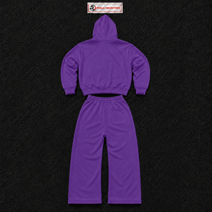 Conjunto Deportivo Morado para Hombre, Sudadera con Cremallera Completa y Pantalones Jogger, Dos Piezas, Ropa Casual Deportiva, Suave - Product Image 6