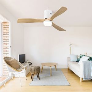 Ventilatore da Soffitto Decorativo Bianco da 52 Pollici con Motore DC Reversibile, Telecomando a 6 Velocità e 3 Pale in Legno Massello per Soggiorno - Product Image 6
