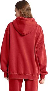 Sudadera con capucha teñida y lavada, estilo streetwear premium, con bordado personalizado, ropa casual, sudadera retro lavada, sudadera oversize. - Product Image 3