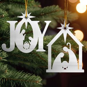 Long Lasting Metal Gold Hanging <b>Christmas</b> Nativity Scene With Star Design New Hanging Garden Nativity Scene Laser Cut Nativity - Product Image 3