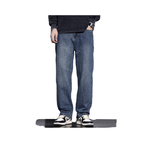 Jean en denim délavé coupe droite décontracté pour <span class=keywords><strong>homme</strong></span>, taille mi-haute, couleur unie, style vintage, séchage rapide, collection automne 2025 – Tendance et de haute qualité - Product Image 3