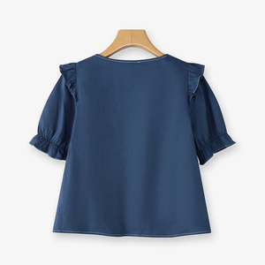 Camisa vaquera clásica para mujer, camisa básica de manga larga, disponible en todos los colores, camisa vaquera corta para mujer, camisa de algodón - Product Image 2